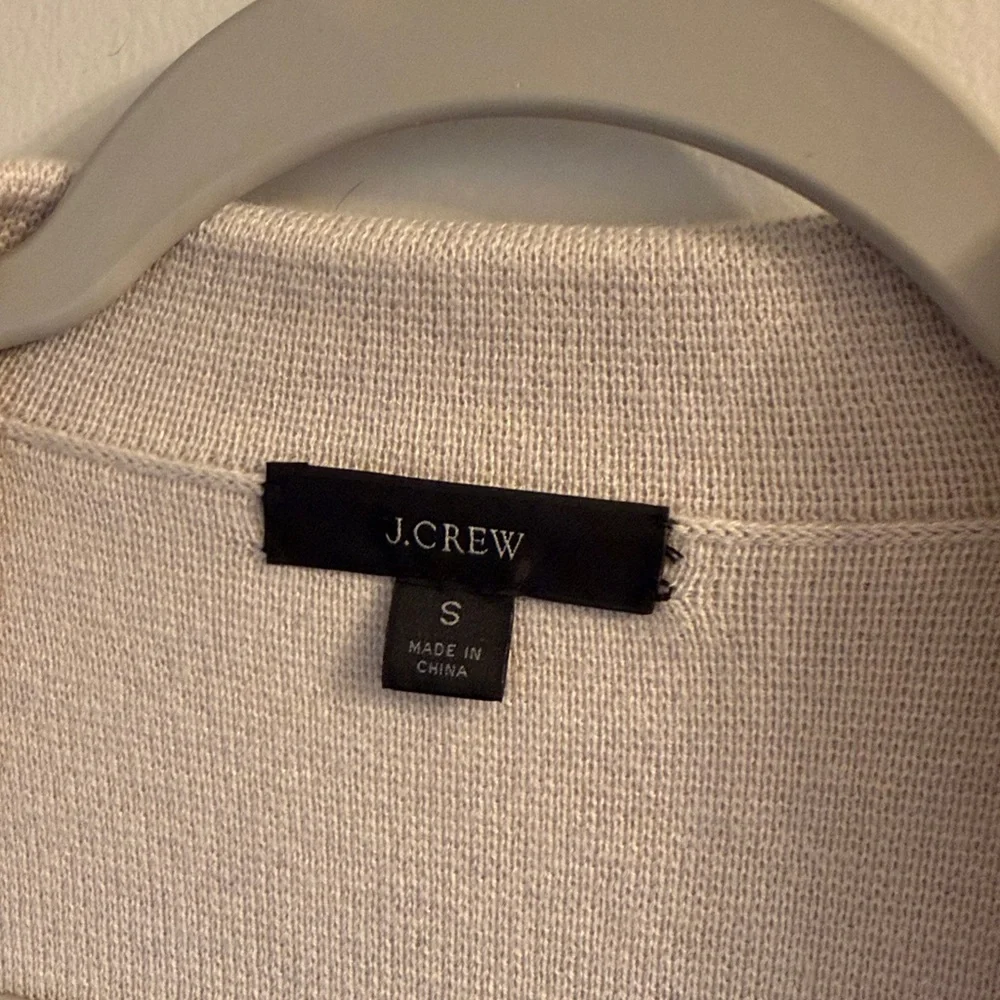 J.Crew Sophie Open Front Cardigan Sweater Blazer cotton wool Tan size S - Picture 3 of 6